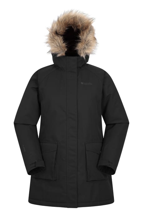 'Tarka' Women's Long Jacket Waterproof Winter Warm Padded Coat Black - Image 5