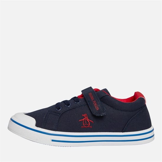 Penguin Junior Rainbow Canvas Navy/Red Trainers - Image 1