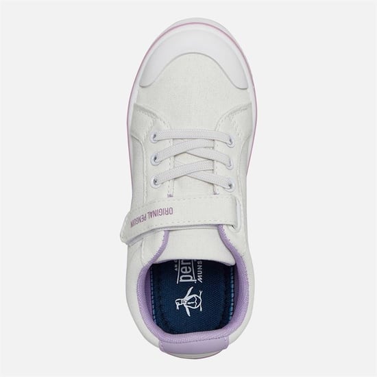 Penguin Junior Rainbow Canvas Girls's White/Lilac Trainers - Image 3