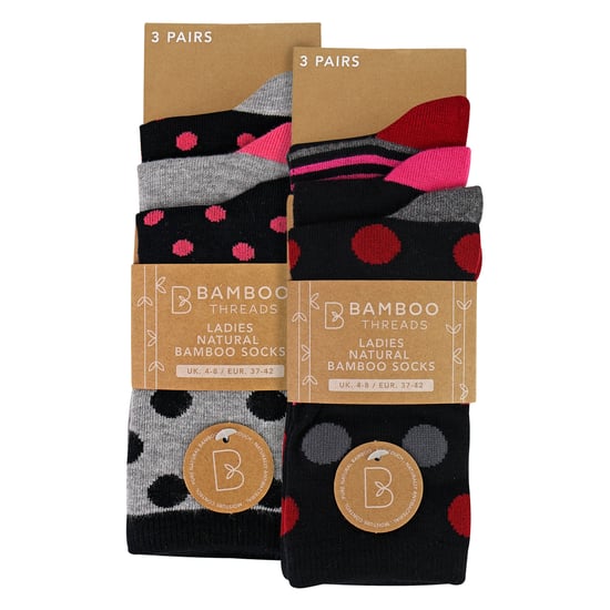 6 Pack Ladies Bamboo Socks Soft Breathable Patterned Everyday Socks - Image 2