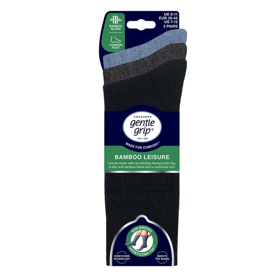 3 Pack Mens Bamboo Socks Soft Breathable Cushioned Crew Socks - Image 2