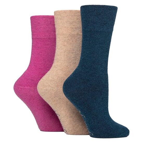 3 Pack Ladies Wool Boot Socks Warm Cushioned Hiking Crew Socks - Image 1