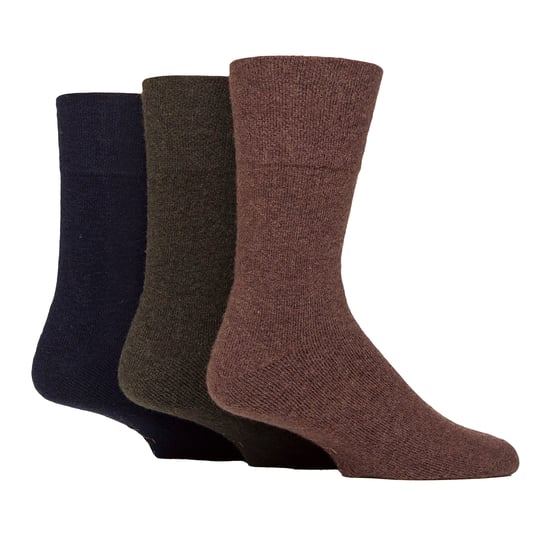 3 Pack Mens Wool Boot Socks Warm Cushioned Hiking Crew Socks - Image 1