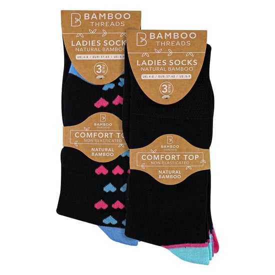 6 Pack Ladies Bamboo Non Elastic Socks Soft Breathable Everyday Comfort - Image 2