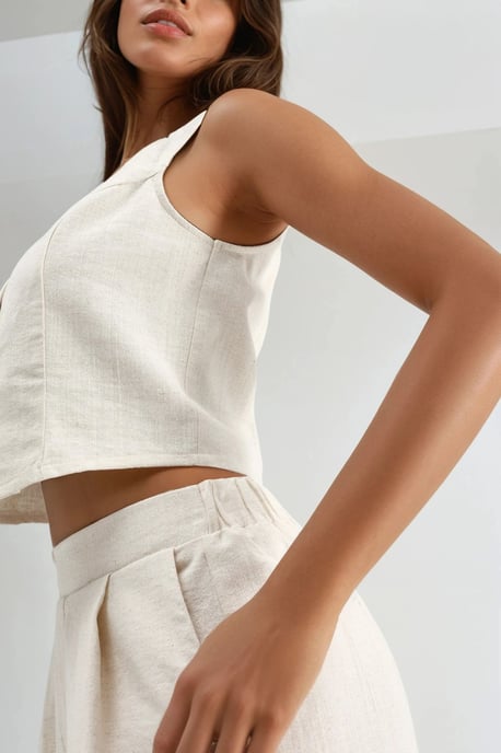 Linnenmix Vest en Shorts Twee-Piece Set - Image 5
