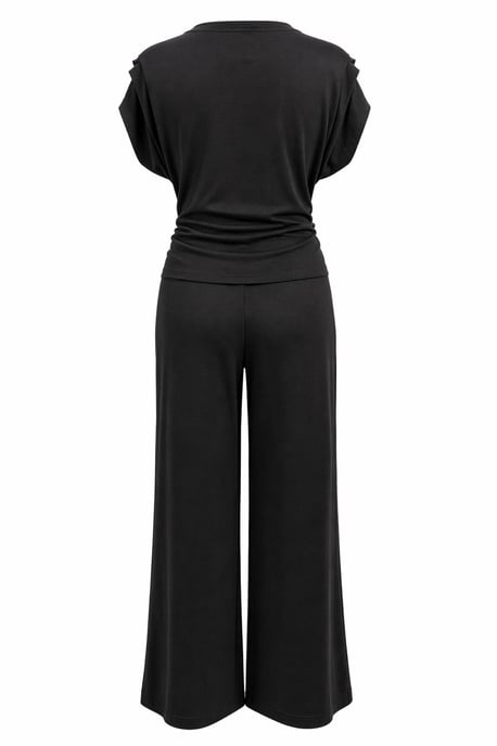 Hoge Taille Wijde Pijpen Brei Co-Ord Set met Boothals - Image 4