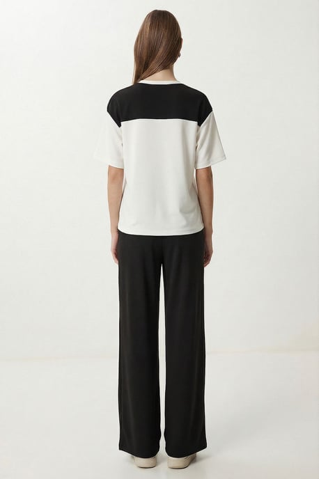 Färgbloxad Crew Neck Tvådelad Set - Image 5