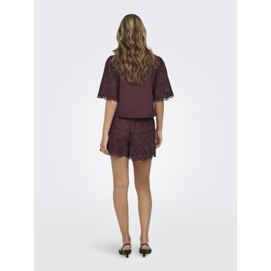 Only Onlfrani emb pull up shorts wvn bordeaux - Image 4