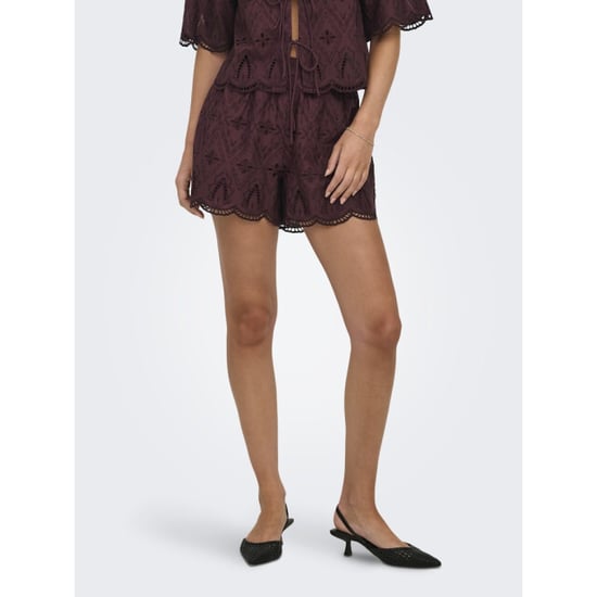 Only Onlfrani emb pull up shorts wvn bordeaux - Image 6
