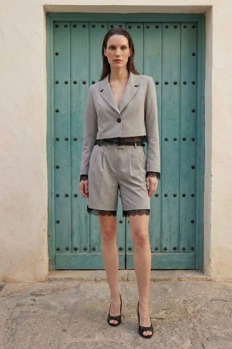 Hoogverband Short Pailletten Co-Ord Set met Jacketkraag - Image 6