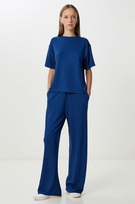Casuele Korte Mouwen Crew Neck Met Touwtjes Taille Twee-Delige Co-Ord Set - Image 3