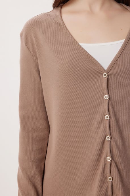 V-hals Knoop Long Cardigan en Broeken Pyjama Set - Image 4