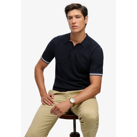 Superdry Knitted texture ss polo navy - Image 3