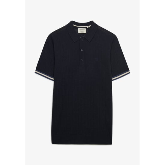 Superdry Knitted texture ss polo navy - Image 4