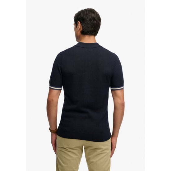 Superdry Knitted texture ss polo navy - Image 5
