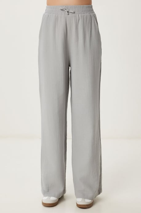 Hoge Taille Wijde Pijpen Twee-Delige Set met Hemdcol - Image 5