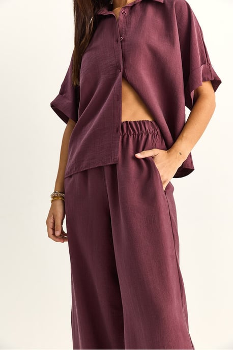 Hoge Taille Wijde Pijpen Twee-delige Co-ord Set met Shirtkraag - Image 5