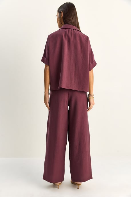 Hoge Taille Wijde Pijpen Twee-delige Co-ord Set met Shirtkraag - Image 6
