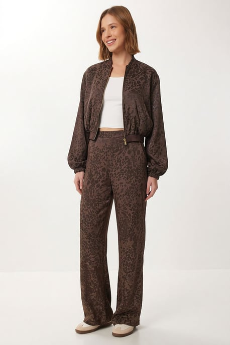 Leopard Print High Waist Bomber Collar Co-ord Set - Image 4