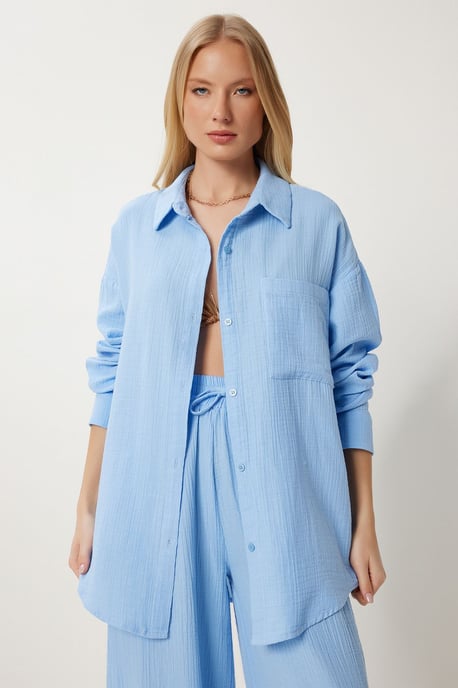 Hoge Taille Brede Pijpen Twee-Delig Co-ord Set met Kraag - Image 3