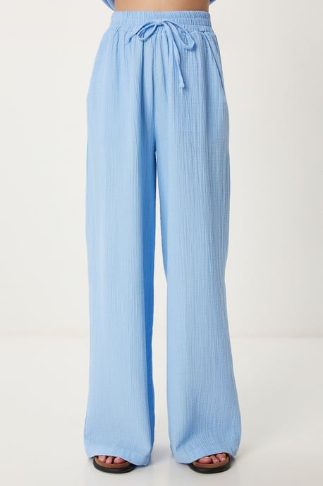 Hoge Taille Brede Pijpen Twee-Delig Co-ord Set met Kraag - Image 5