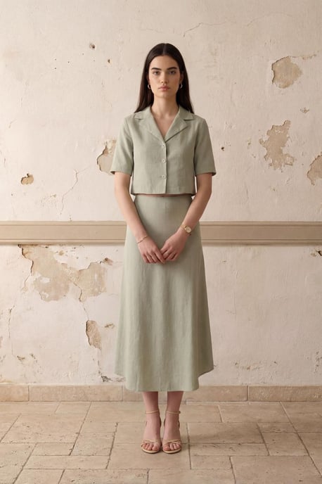 Crop Shirt & Midi Rok Co-Ord Set - Image 2