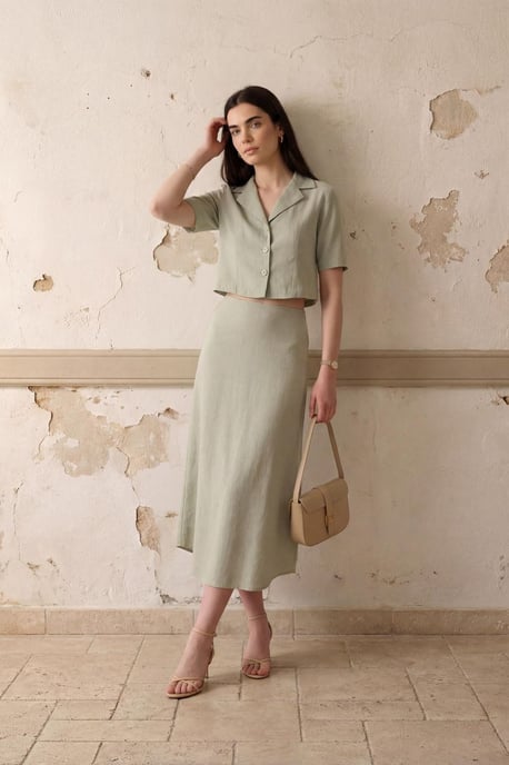 Crop Shirt & Midi Rok Co-Ord Set - Image 3