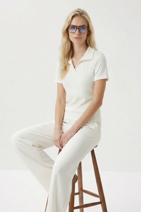 Middel hoge taille Polo Kraag Twee-delige Co-ord Set - Image 2