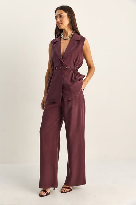 Hoge Taille Wijde Pijpen Co-ord Set met Jasje Kraag - Image 4