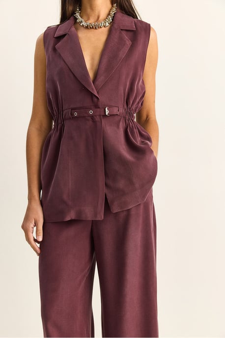 Hoge Taille Wijde Pijpen Co-ord Set met Jasje Kraag - Image 6