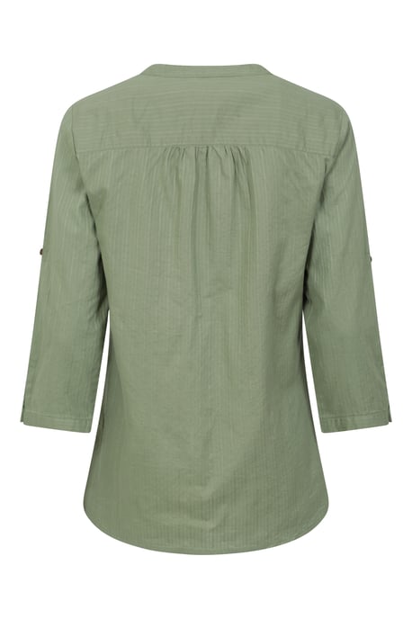 'Petra' Women's 3/4 Sleeve Shirt Button Neck Breathable Everyday Top Olive - Image 3