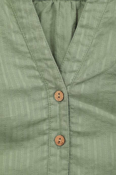 'Petra' Women's 3/4 Sleeve Shirt Button Neck Breathable Everyday Top Olive - Image 5