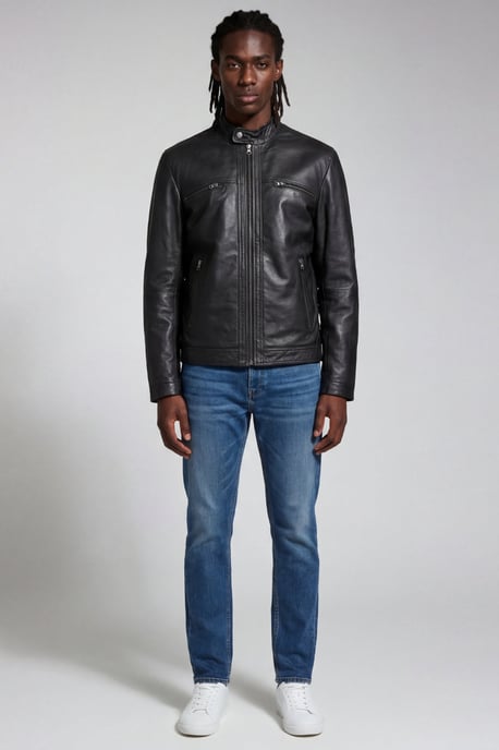 Borya Leather Jacket in Black - Image 1