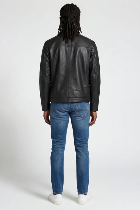 Borya Leather Jacket in Black - Image 2