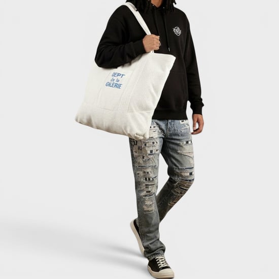 Gallery Dept. Logo-Print Cotton Corduroy Tote Bag White - Image 3