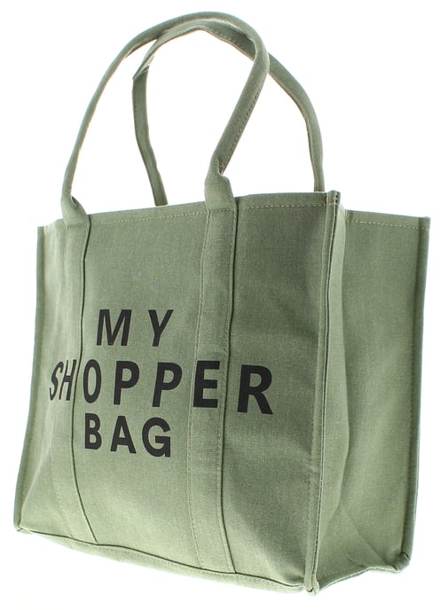 Womens Tote Shopper Bag Kylie Magnetic Popper Fastening khaki - Image 2