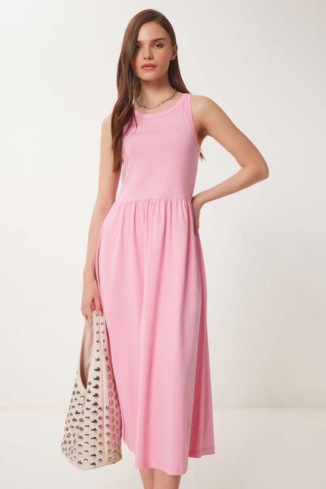 Mouwloze Crew Neck Midi Jurk - Image 2