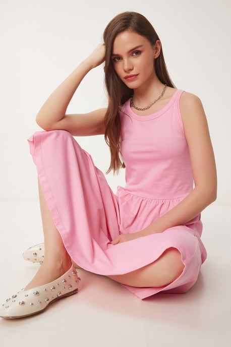 Mouwloze Crew Neck Midi Jurk - Image 3