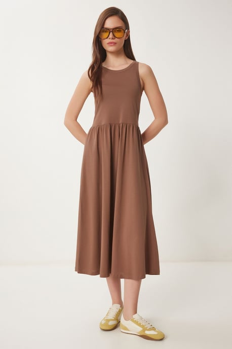 Mouwloze Crew Neck Midi Jurk - Image 2