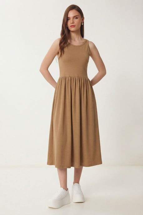 Mouwloze Crew Neck Midi Jurk - Image 1