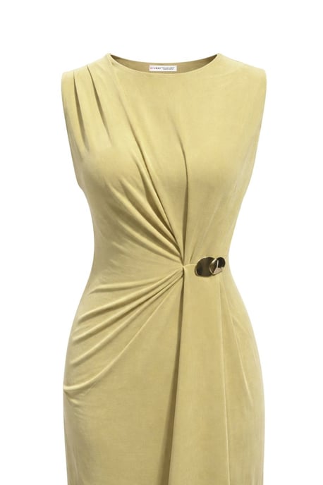 Fitted Midi Dress with Crew Neck - Image 2