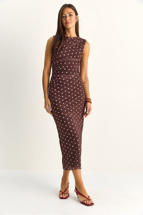 Gestippelde Bodycon Midi Jurk - Image 2