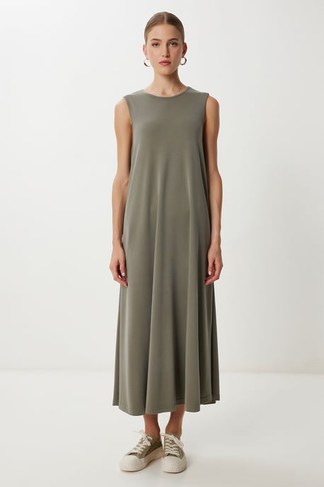 Casual Losse Midi-jurk met Zakken - Image 1