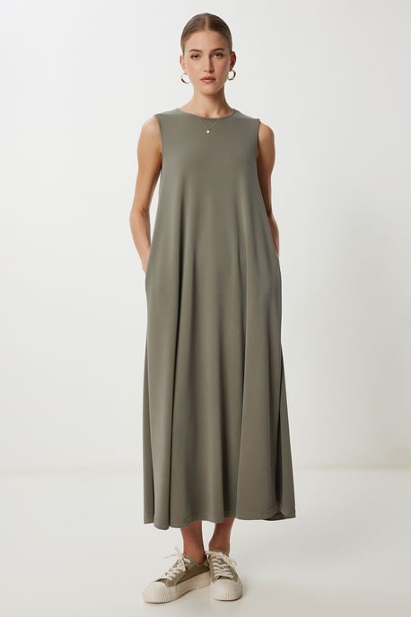 Casual Losse Midi-jurk met Zakken - Image 3