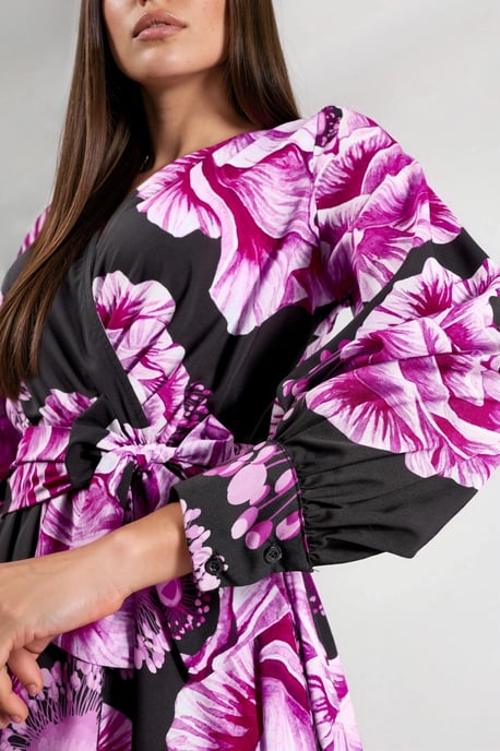 Bloemige Midi-jurk met Strikdetail - Image 5