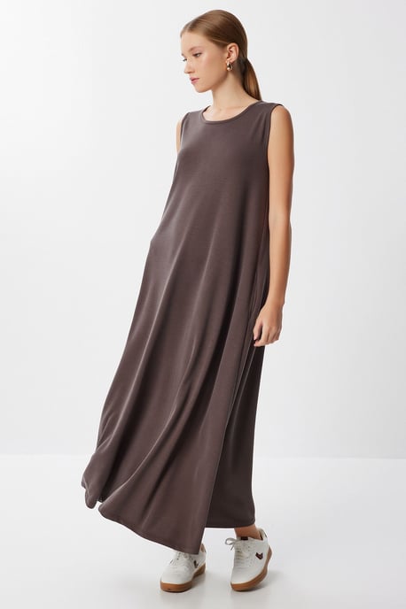 Casual Losse Midi-jurk met Zakken - Image 3