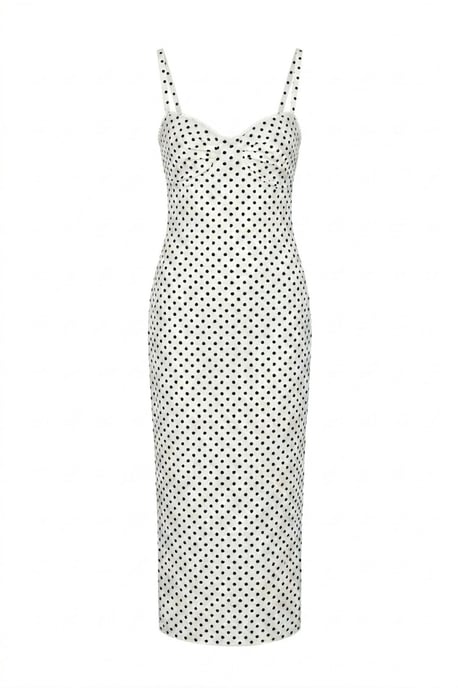 Strapless Polka Dot Tule Midi Jurk - Image 1