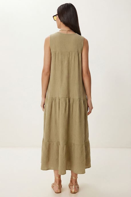 Rimpel V-hals Midi-jurk - Image 5
