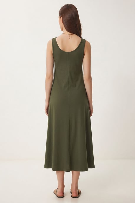 U Kraag Midi Jurk - Image 3