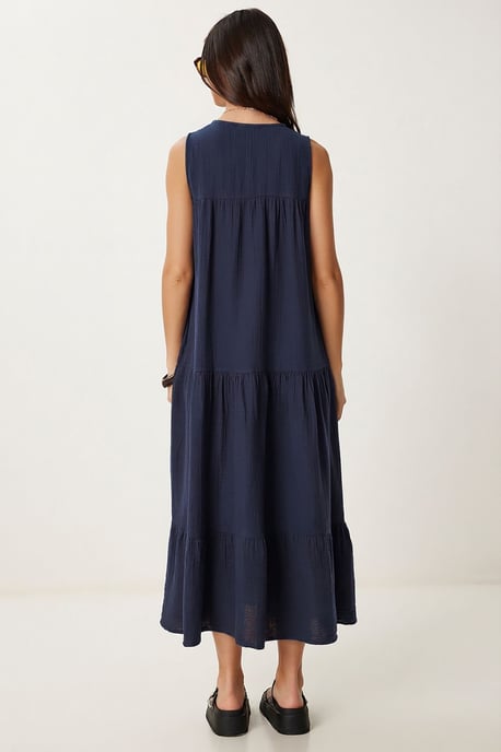 Rimpel V-hals Midi-jurk - Image 5
